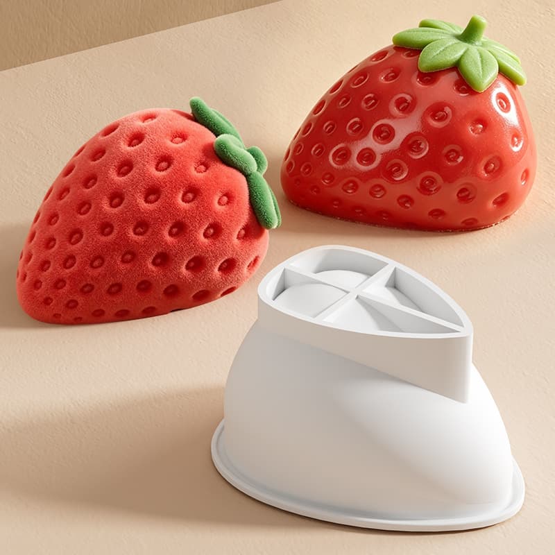 New single cavity four inch large strawberry mousse cake mold easy to release French pudding silicone baking utensils wholesale