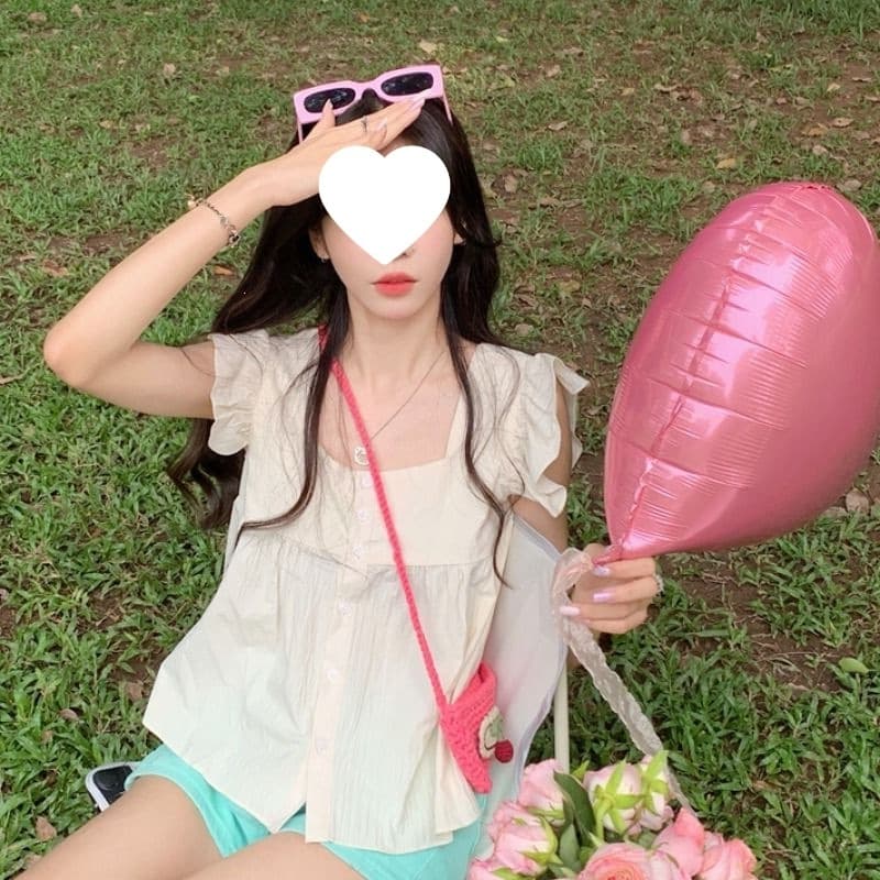 Flying Sleeve Doll Shirt Top for Women, Unique Design, Summer 2024 New Korean Style Sweet and Fresh Sleeveless Shirt