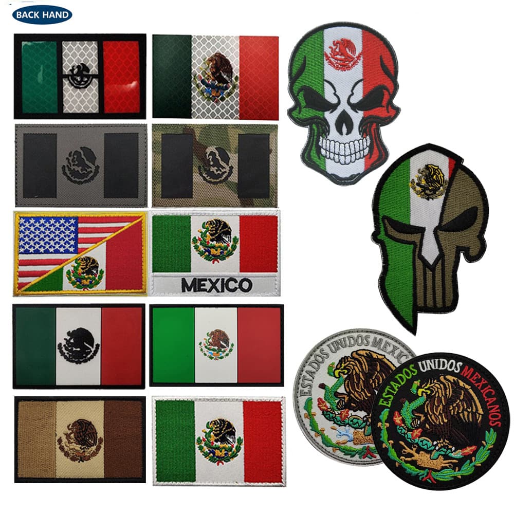 Overseas customers in stock skull Mexico Mexican embroidery patch armband Velcro bag with seal
