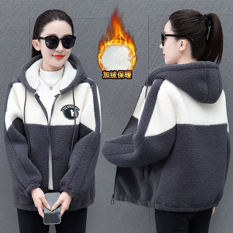 Women's Hooded Fleece Coat, New Autumn/Winter Style, Thickened and Warm, Plus Size, Stylish Fleece Coat