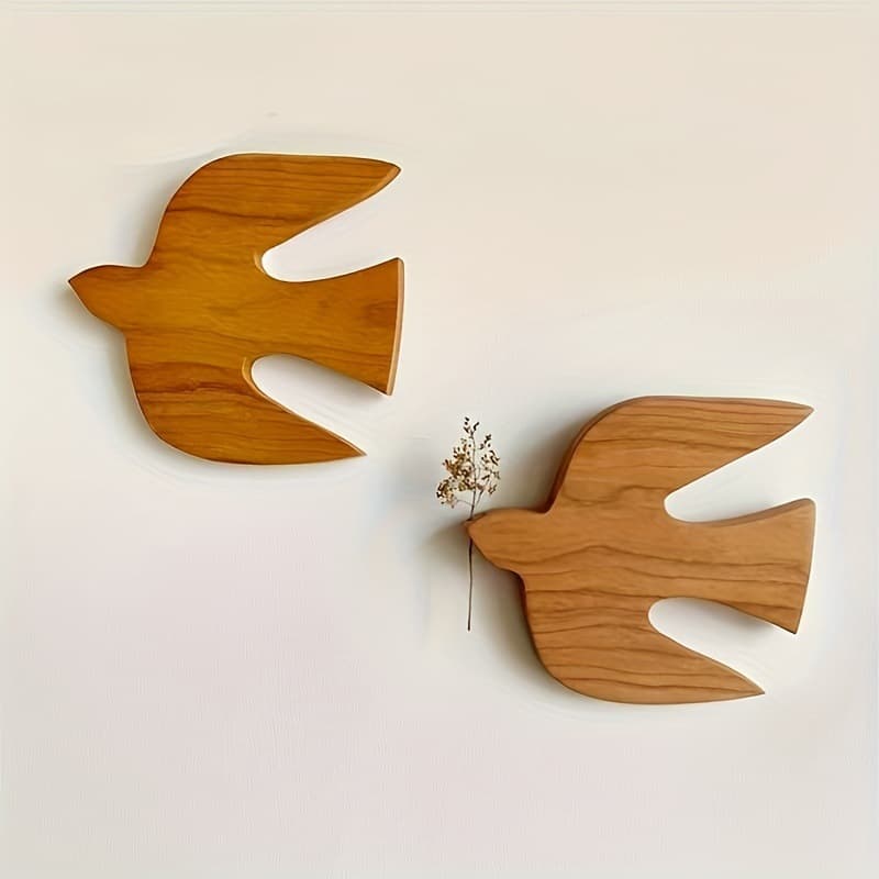 New Cross-border Wooden Cherry Blossom Swallow Hanging Ornament Wall Decor Rustic Wood Style Handcrafted Home Craft Hanging
