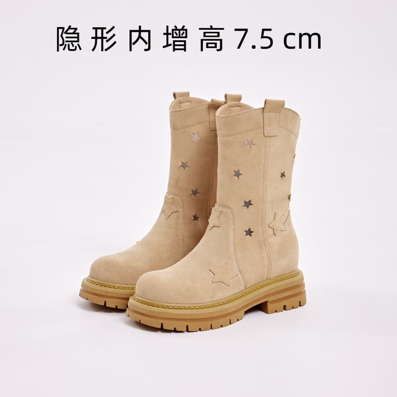 Women's Height-Increasing Boots 2025 Summer New Western Cowboy Boots Martin Boots Thick Sole Hollow Fashion Retro Short Boots