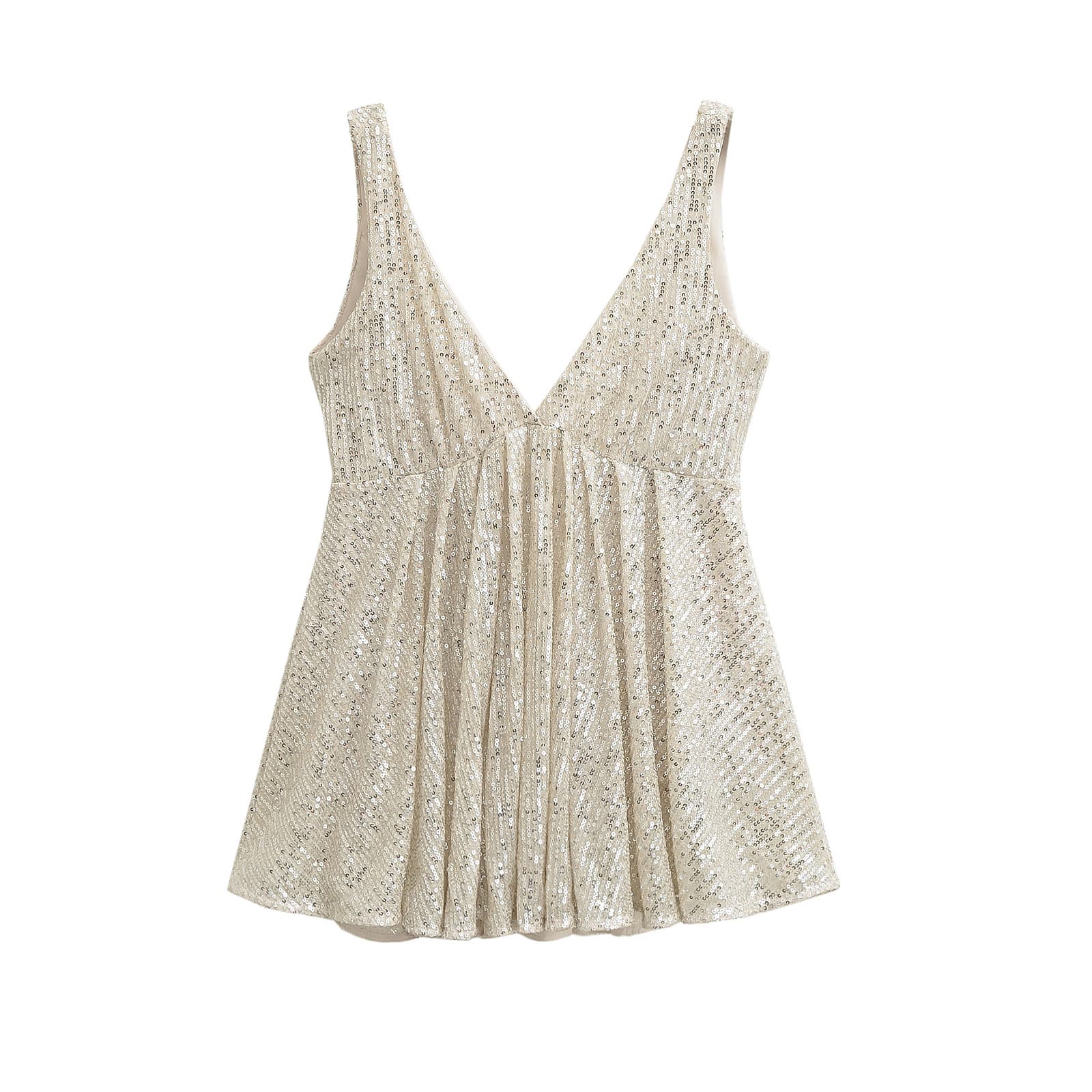138 - European and American style sexy V-neck slim sleeveless top for women 2025 new hot girl fashion sequin wrap bustier camisole