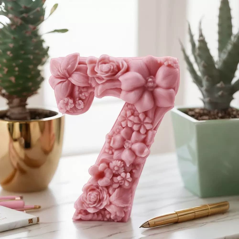 Blooming Flower Number Aromatherapy Candle Silicone Mold, Flower Number Plaster Diffuser Stone Ornament Silicone Mold
