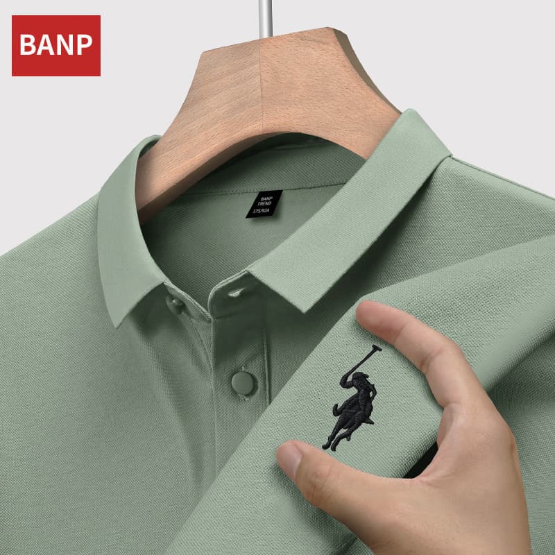 Pique Cotton Polo Shirt for Men Short Sleeve T-Shirt Slim Fit Middle-Aged Father Summer Turn-Down Collar Wrinkle-Free Business Half Sleeve