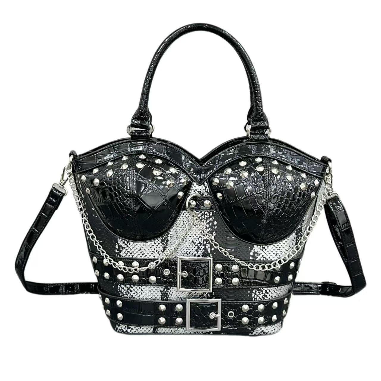 Shenglu Cross-border Large Funny Creative Rivet Biker Style Bra-shaped Women's Handbag Shoulder Crossbody Bag