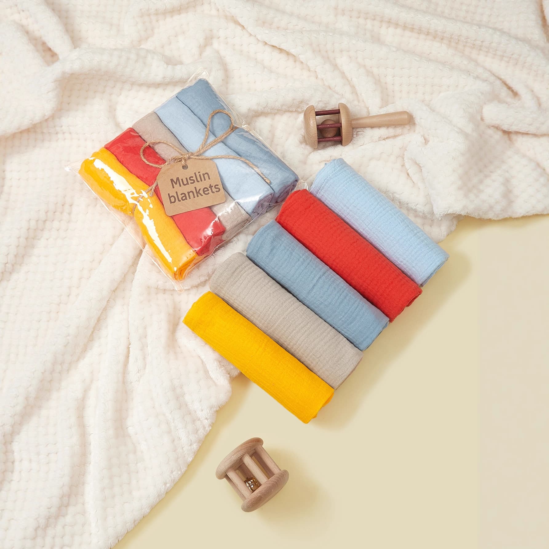 Amazon Cross-Border Exclusive Pure Cotton Double-Layer Crepe Baby Swaddle Blanket Wrap Square Towel Soft Face Towel Hand Towel