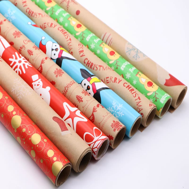 New Kraft Wrapping Paper Custom Printing Christmas Gift Paper Gift Wrapping Paper Vintage Floral Paper Customizable Packaging Paper