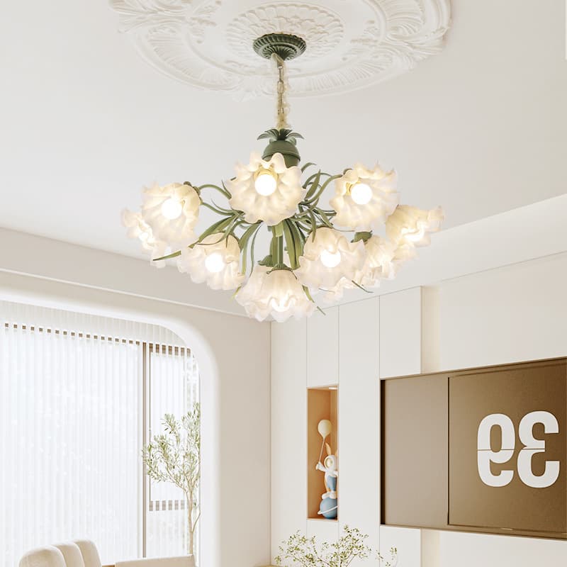 French Countryside Living Room Chandelier Lily of the Valley Flower Light Vintage Retro Creative Main Bedroom Lamp Dining Room American Style Light