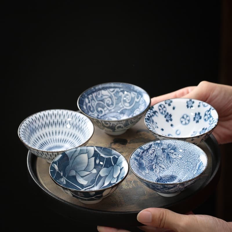 Dehua Retro Blue and White Porcelain Bamboo Hat Cup, Single Personal Tea Cup for Home Use, Wholesale Business Gift Souvenir
