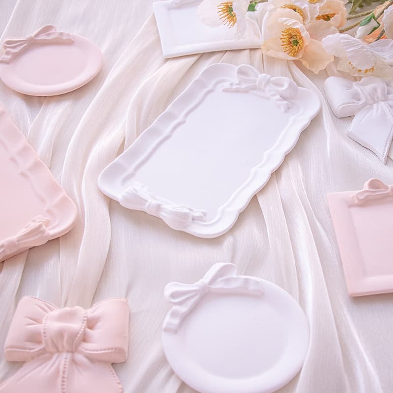 Plaster Bow Knot Tray, Ambiance Home Decoration, Photography Prop, Photo Background, Storage Plate