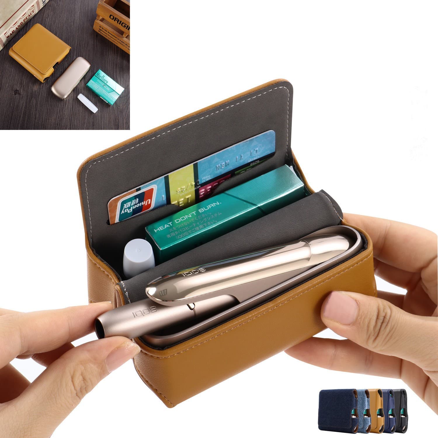 Compatible with IQS3.0DUO Case IQOILUMA I Standard Edition 6th Gen 7th Gen Storage Pouch Lambskin Texture and Denim