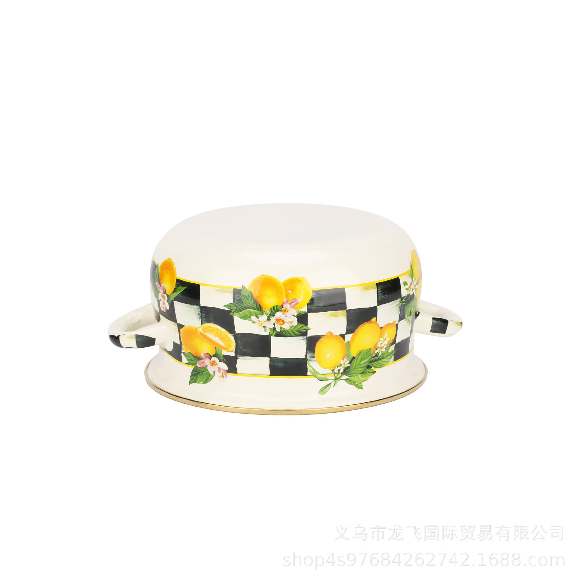 In Stock Wholesale 773-5FD Enamel Lemon Five-Piece Pot Set 18/20/22/24/26cm Autumn Floral Fragrance