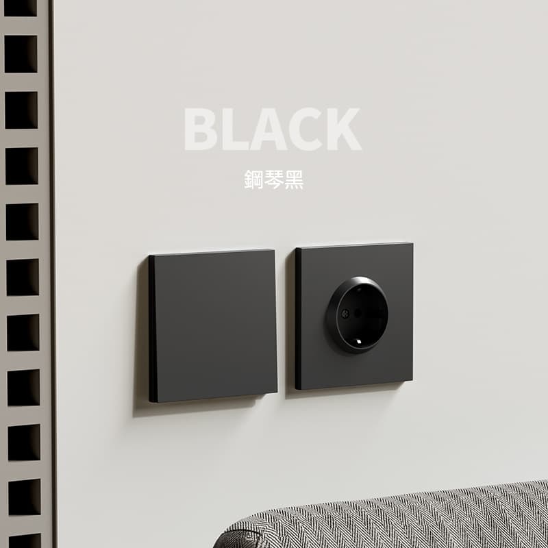 European Style Wall Switch Socket, Black, Ultra-Thin Large Panel, European Standard Plug, Cross-Border Electrical Socket