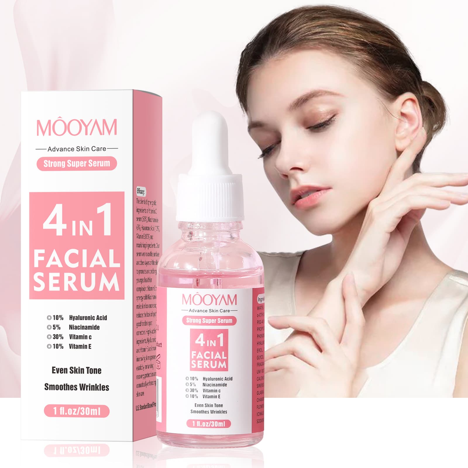 4 In 1 Face Serum Hyaluronic Acid Niacinamide Vitamin C Vitamin E Quadruple Serum