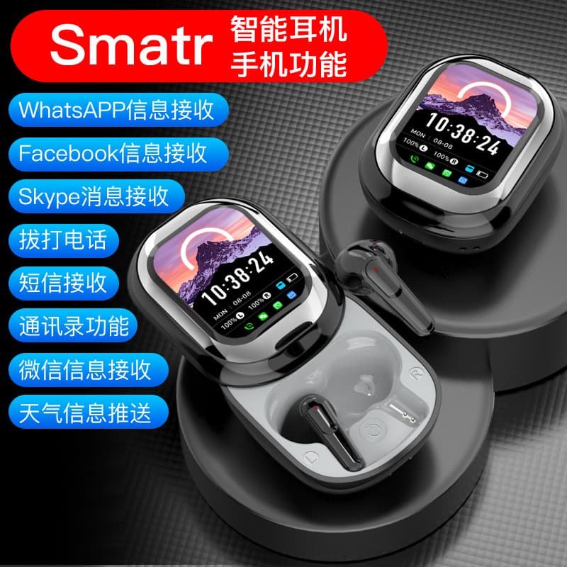 New Cross-Border Hot Selling TWS In-Ear Bluetooth Earbuds with Screen, Noise Cancellation, Transparency Mode, Color Touch Screen SE-ONE