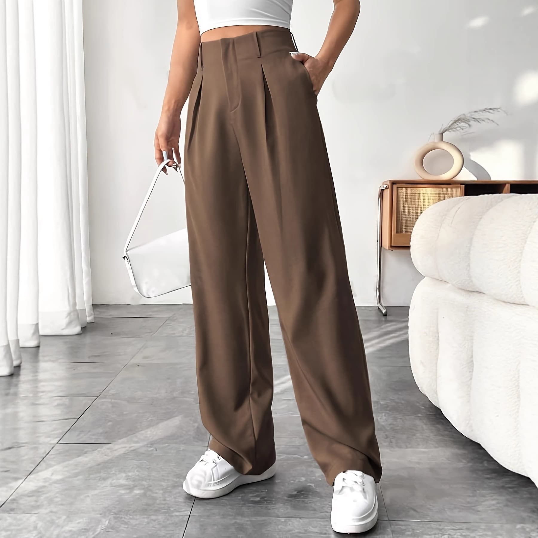2025 Spring Summer Cross-border EU US Amazon Commute Draped Slimming Suit Pants Wide Leg Floor-Length Trousers Women High Waist Slimming