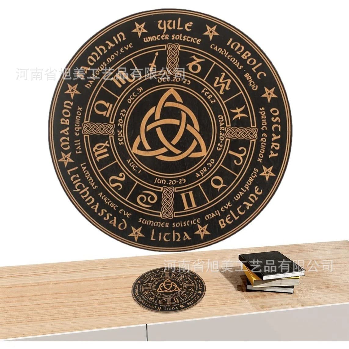 Round Wood Slice Ornament Wooden Decoration Shape Information Board Tarot Tablecloth Cloth Pad