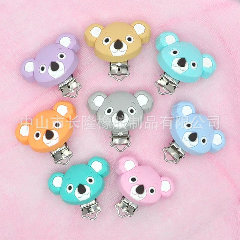 Infant silicone molar teether bear clip koala pacifier clip baby bite gum pacifier chain bite resistant