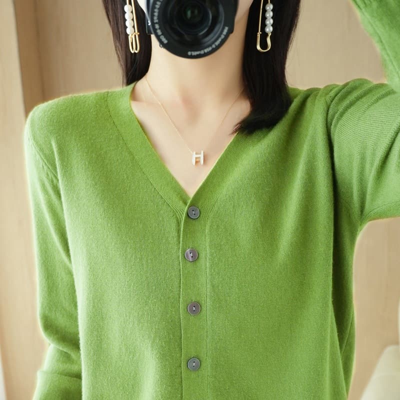 Cardigan Women Korean Style Long Sleeve Spring Autumn Outerwear 2026 Sweater Women Knit Base Layer V-Neck New
