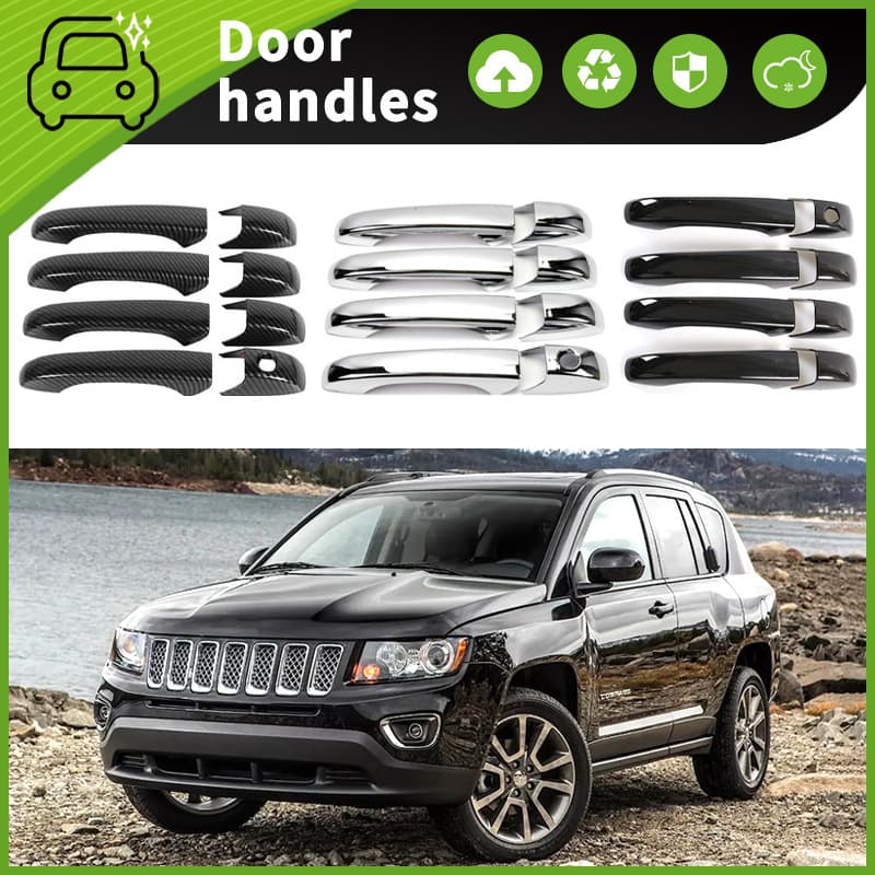 Decorative Door Bowl Pull Handles Protection Stickers for 07-15 Jeep Compass MK ABS Material Standard Size Universal Fit