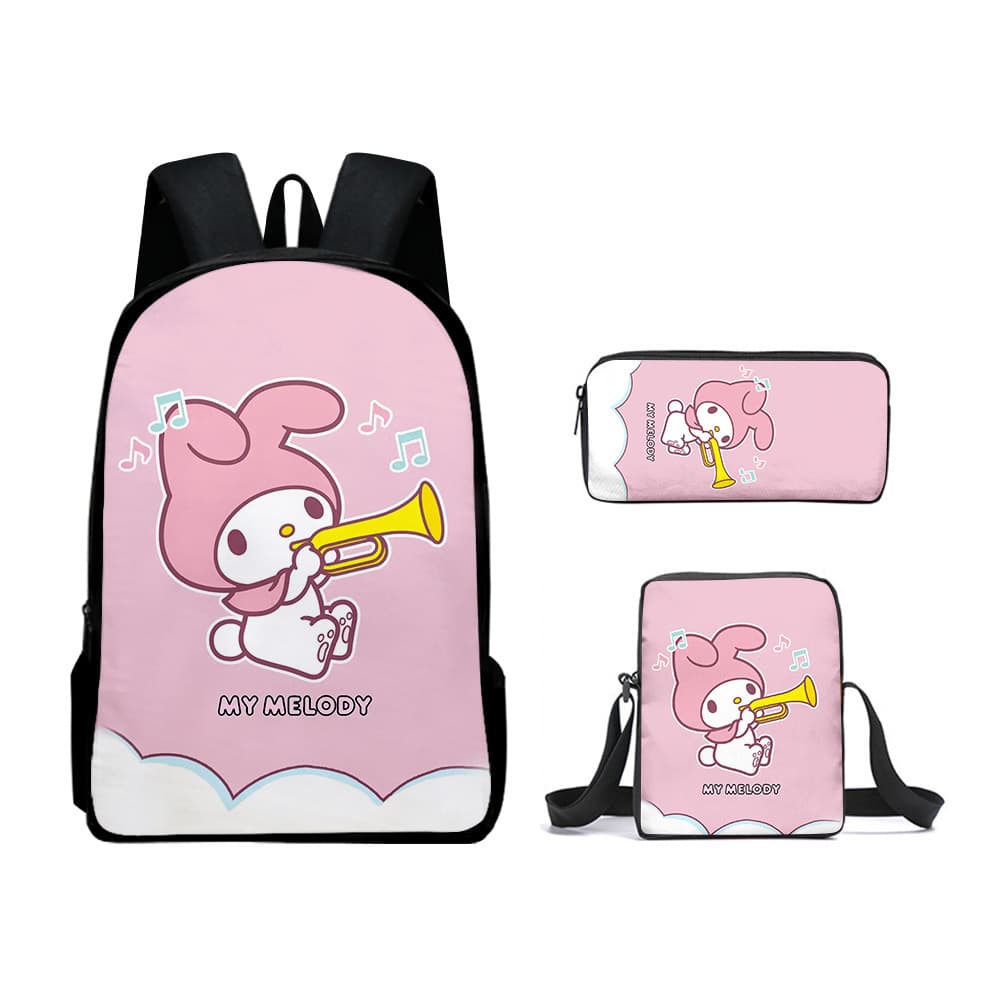 3D New My Melody Backpack Shoulder Bag Elementary and Middle School Student Backpack Crossbody Bag Pencil Case