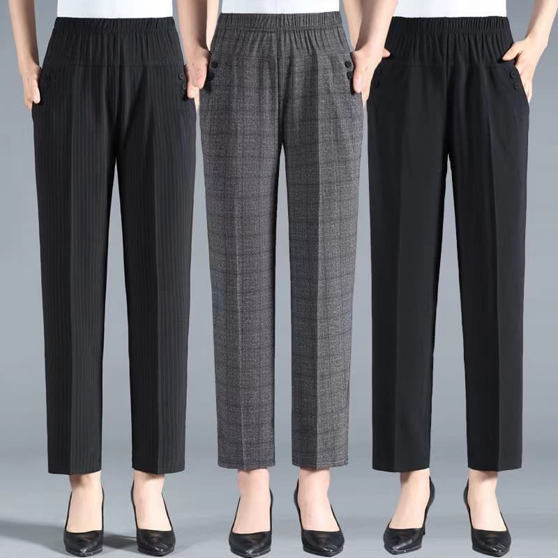 New Autumn/Winter Mom Pants, Straight Loose Fit Women's Trousers for Elderly Ladies 60+ Grandma Casual Pants Street Vendor Style