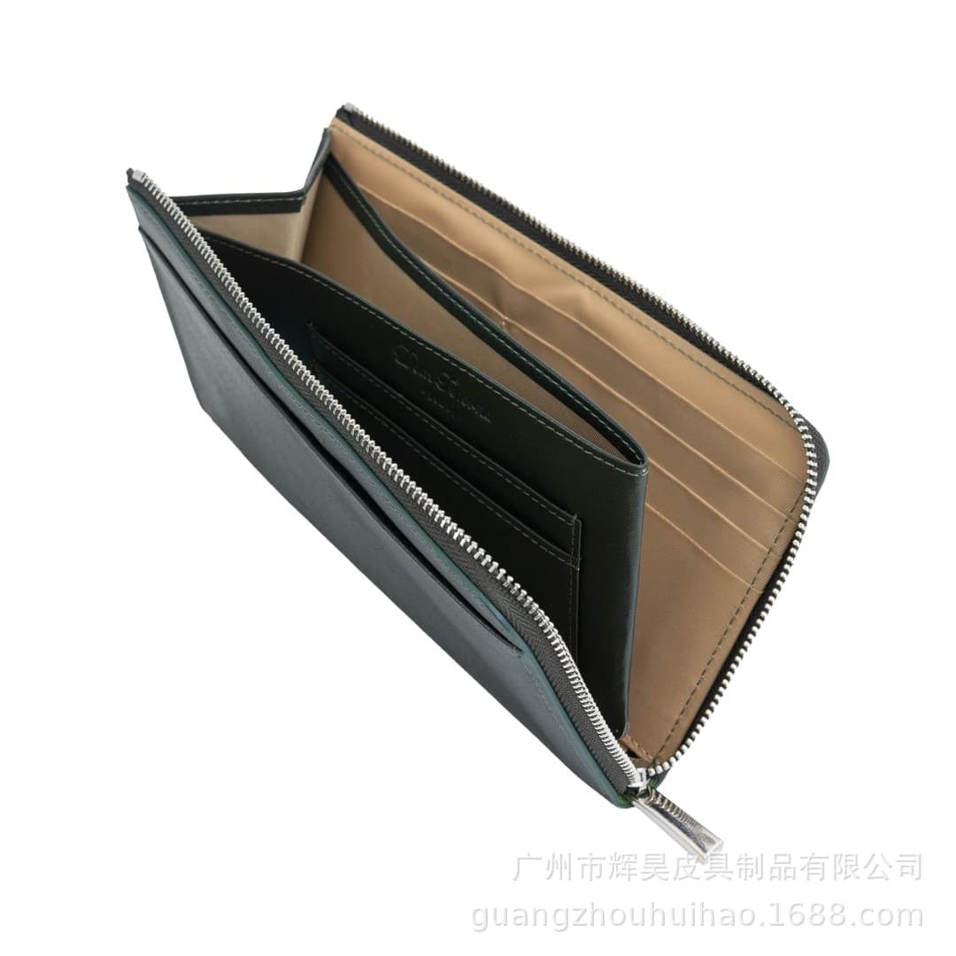 Japanese First-Layer Cowhide Men's Ultra-Thin Mid-Length L-Shaped Wallet, Genuine Leather Multi-Card Slot Simple Cowhide Pocket Wallet