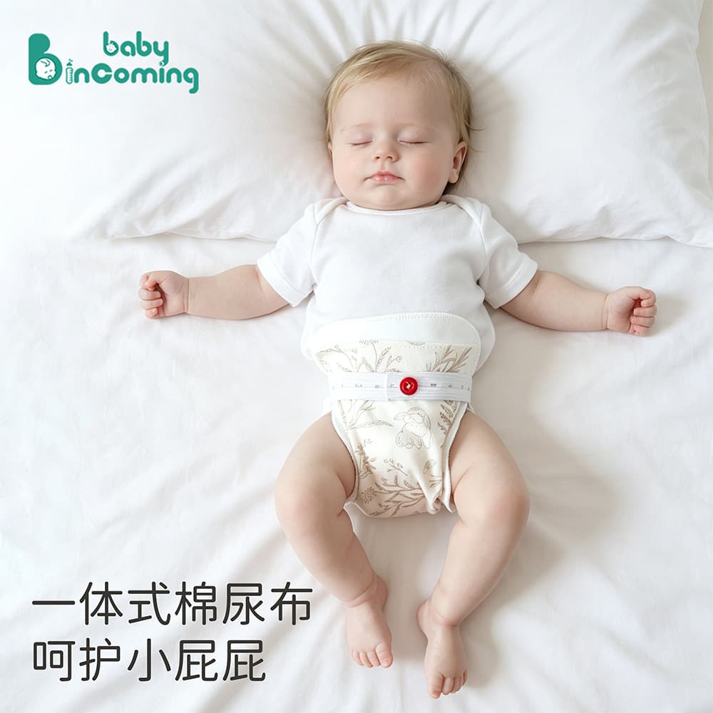 Newborn Category A 4-pack Newborn Urinary Ring with Elastic Ties Absorbent Diaper Pocket Washable All-in-One Diaper