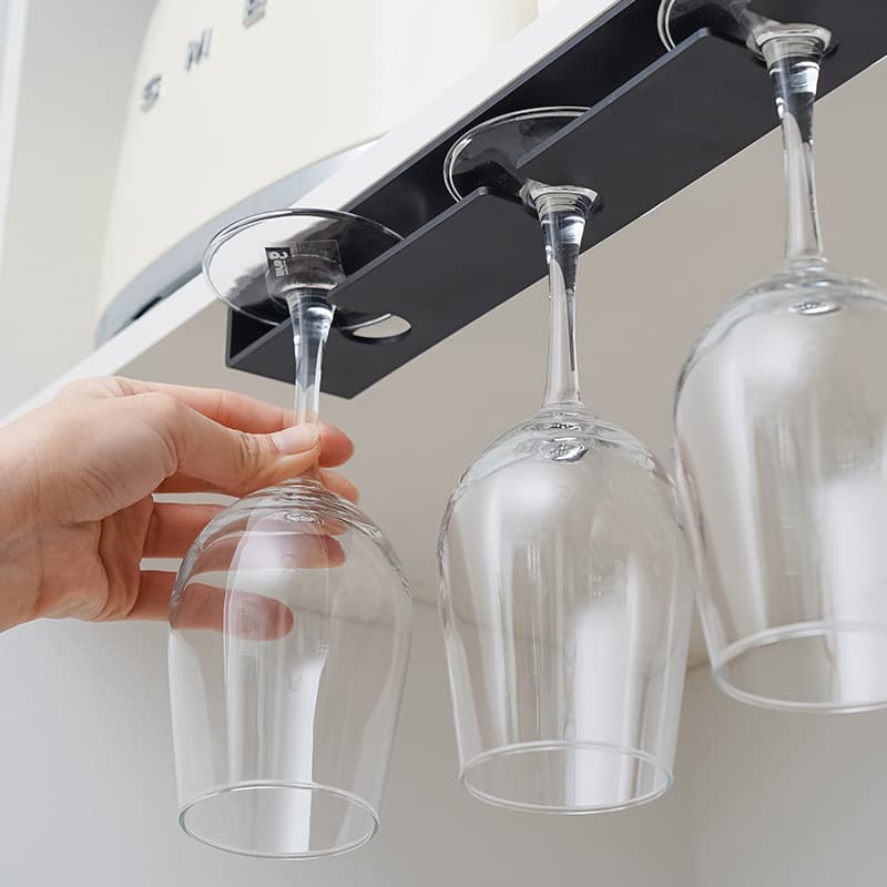 No-drill Wine Glass Hanging Rack for Living Room and Kitchen, Home Use Red Wine Glass Inverted Rack