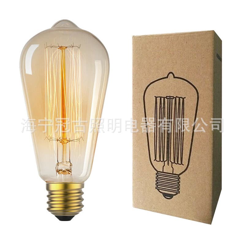 Cross-Border Exclusive ST64 Vintage Bulb, Retro Tungsten Filament, 40W Decorative Edison Bulb, E27