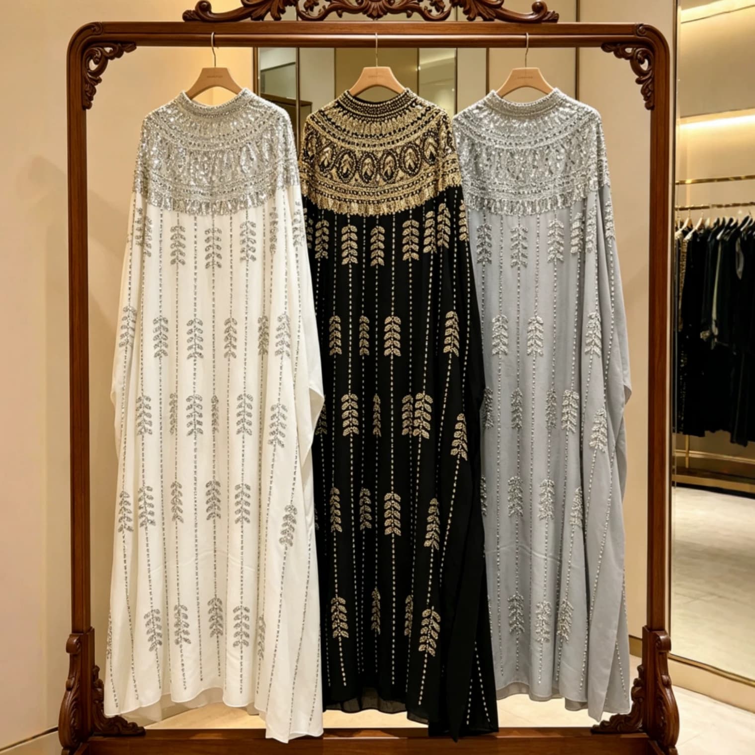Cross-border blouse, robe, fashionable and elegant dress, sequin embroidered long skirt, national costume, foreign trade high-end dress