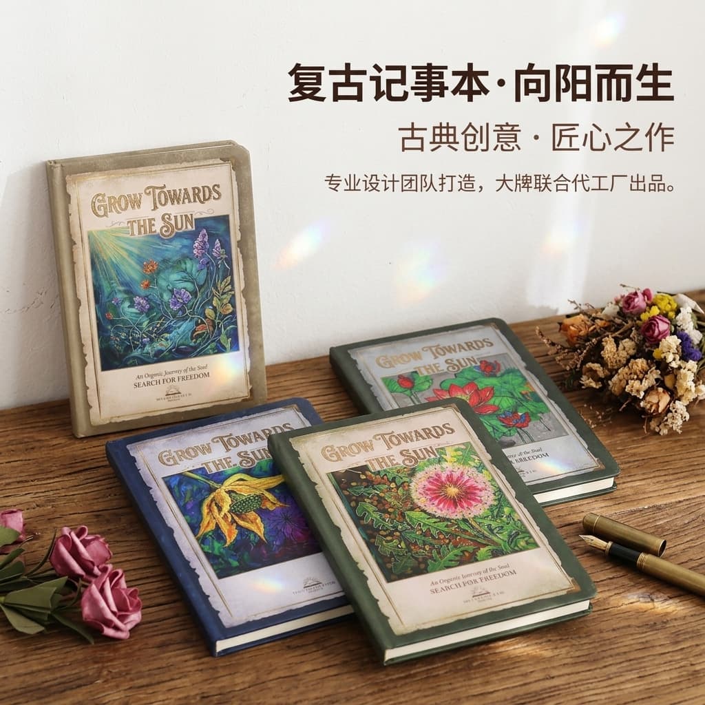 Sunward Vintage Notebook Wholesale, Literary Creative Classic Notebook for Domestic and Foreign Trade, Cross-border Amazon, Distressed Journal in Stock