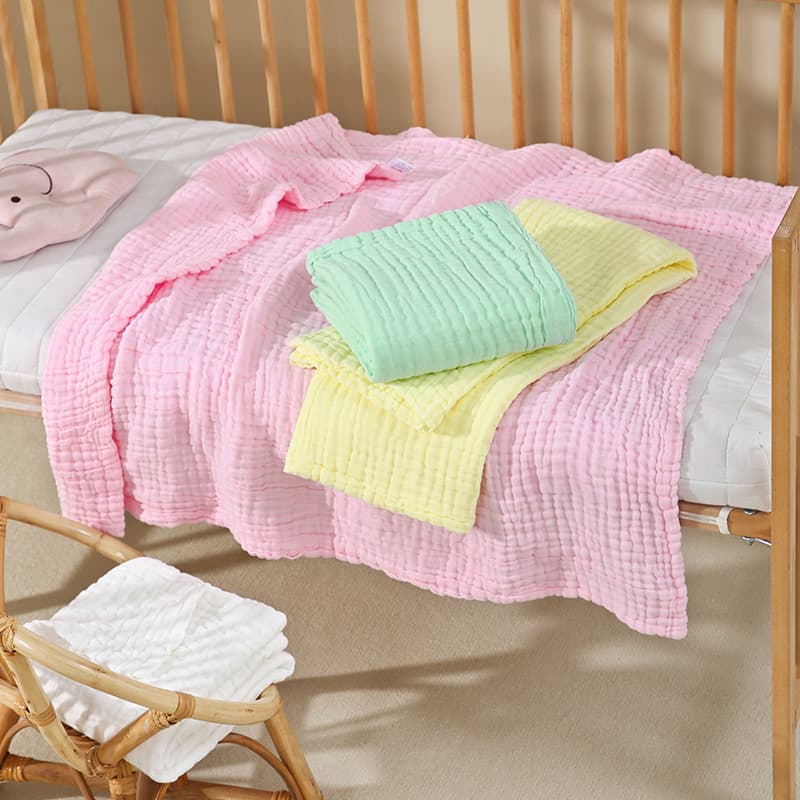 Six-Layer Gauze Bubble Baby Blanket Solid Color Soft Absorbent Baby Swaddle Wrap Wholesale Baby Cover Blanket Air Conditioning Blanket