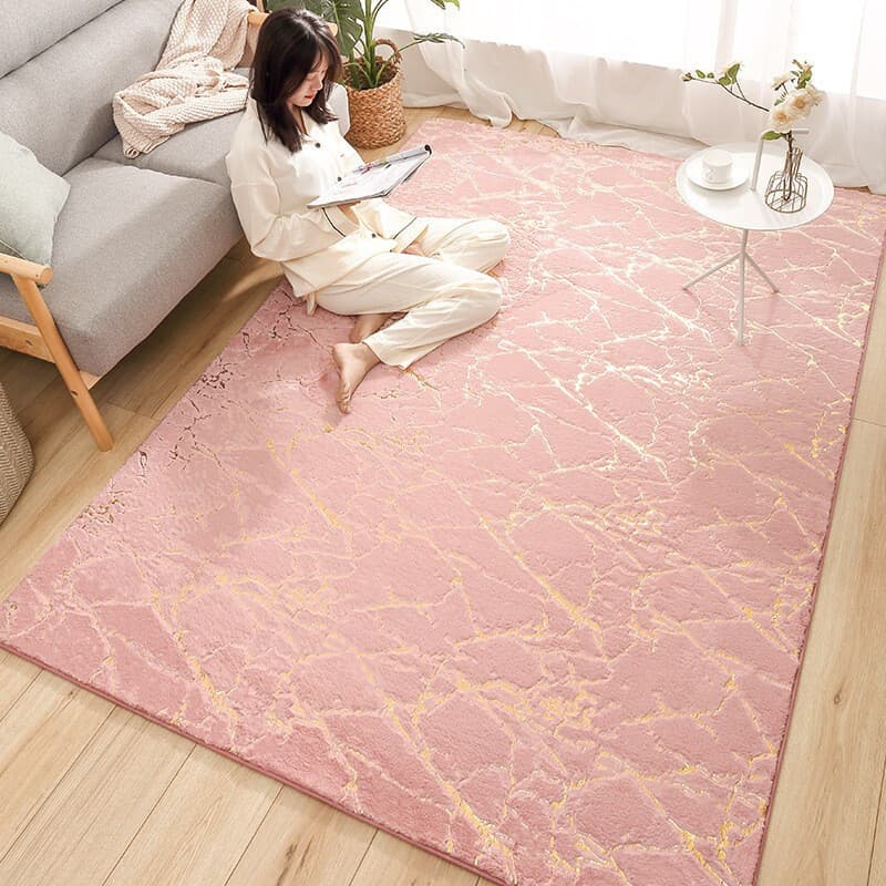 Advanced bronzing imitation rabbit fur carpet floor mat non-slip living room plush mat bedside bathroom mat children's crawling mat