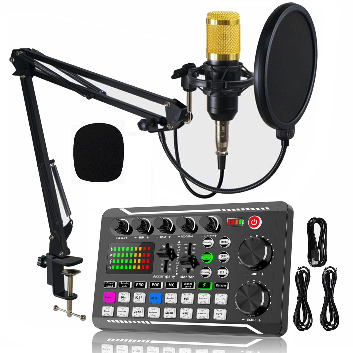 Cross-Border English Sound Card BM800 Microphone Set Mobile Phone Sound Card Live Broadcast Announcer F998Max Complete Set