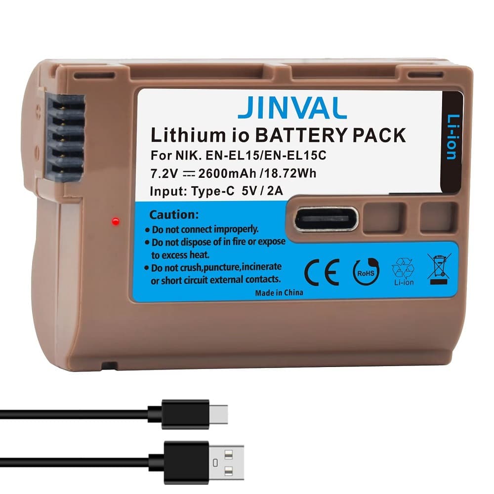 USB-C direct charging EN-EL15C battery is suitable for Nikon Zf, Z5, Z6II, Z7, Z7II, Z8