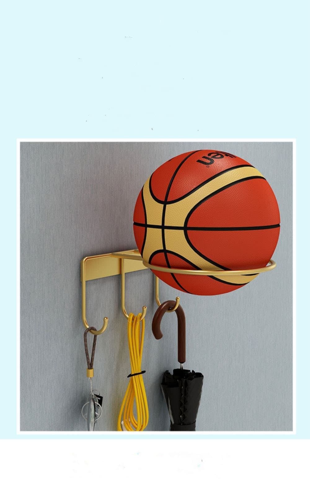 Fashion Creative Basketball Wall Mount Storage Rack, Home and Kindergarten Football Wall Hanging Sports Fitness Equipment Storage Basket Holder