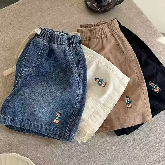 Children's Denim Shorts Summer New Style Boys and Girls Thin Shorts Breathable Baby Solid Color Knee-Length Pants Versatile Fashion