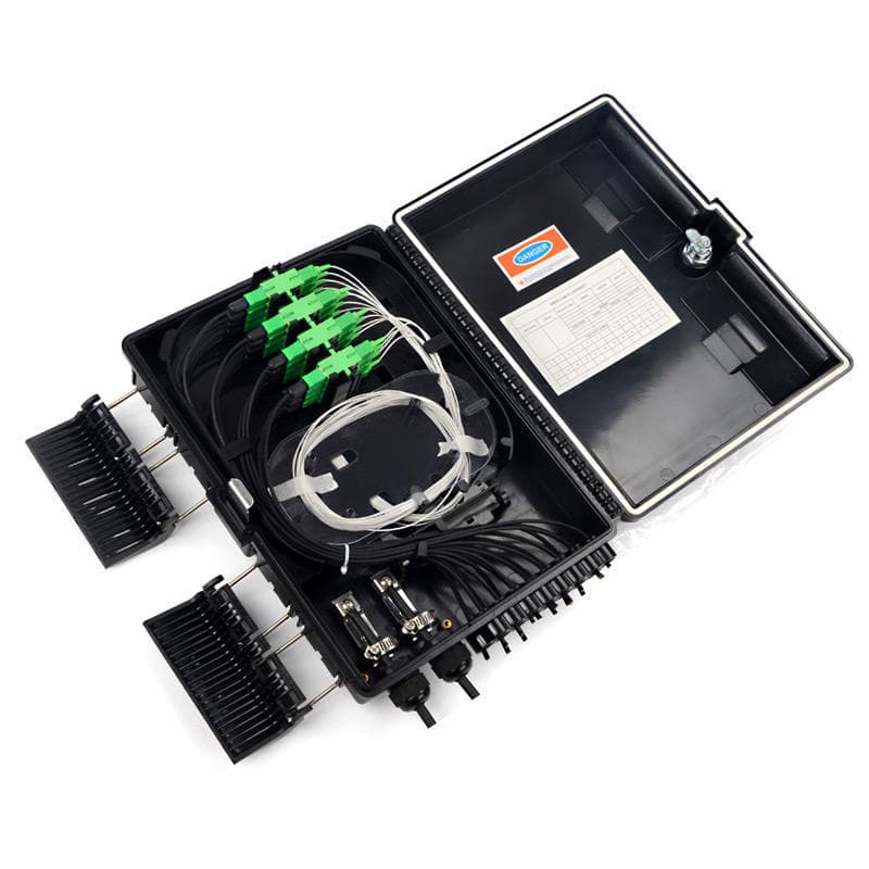 16-Core Outdoor Fiber Optic Distribution Box IP65 FTTH Fiber Optic Terminal Box Black Nap Fiber Optic Splice Box