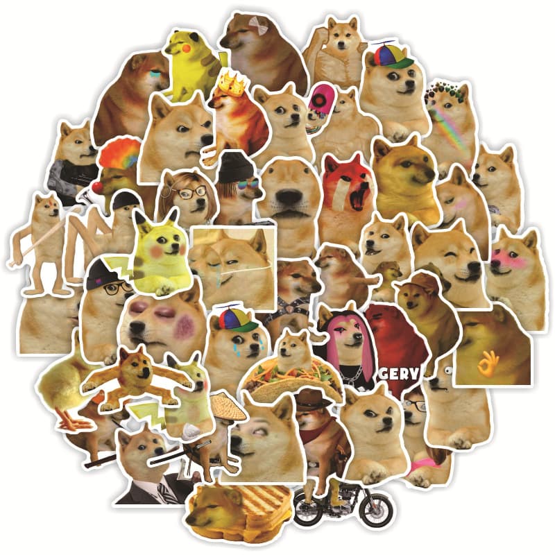 Funny Meme Shiba Inu Doge Expression Pack Cute Children Graffiti Sticker for Notebooks, Helmets, Refrigerators, and Scooters
