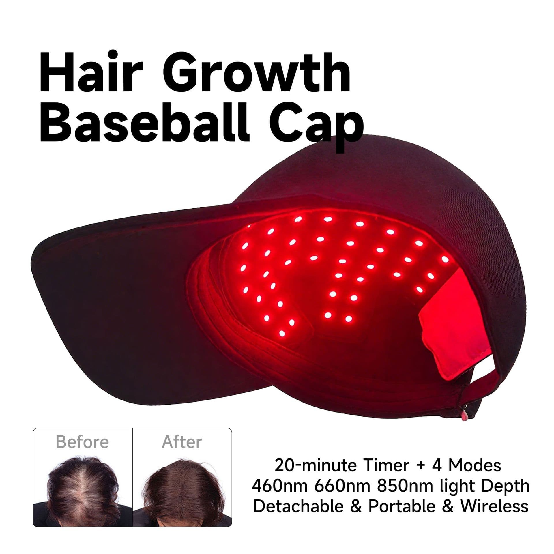 LED multi-color light care cap 600mAh battery portable 3-core lamp bead red light care cap