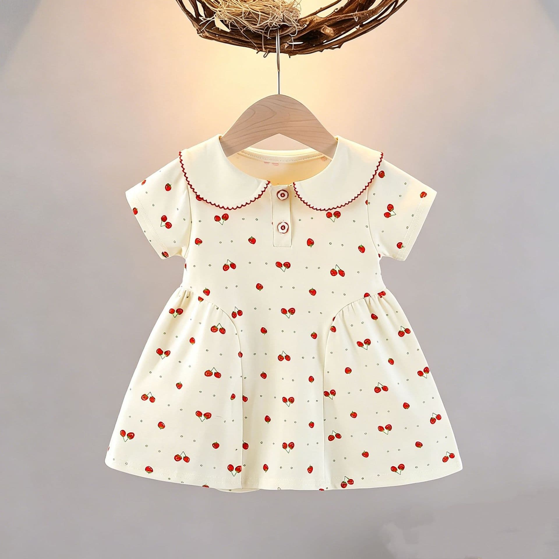 Baby Summer Dress Cotton Girl Dress Thin Short Sleeve Princess Dress Fashionable Sweet Outing