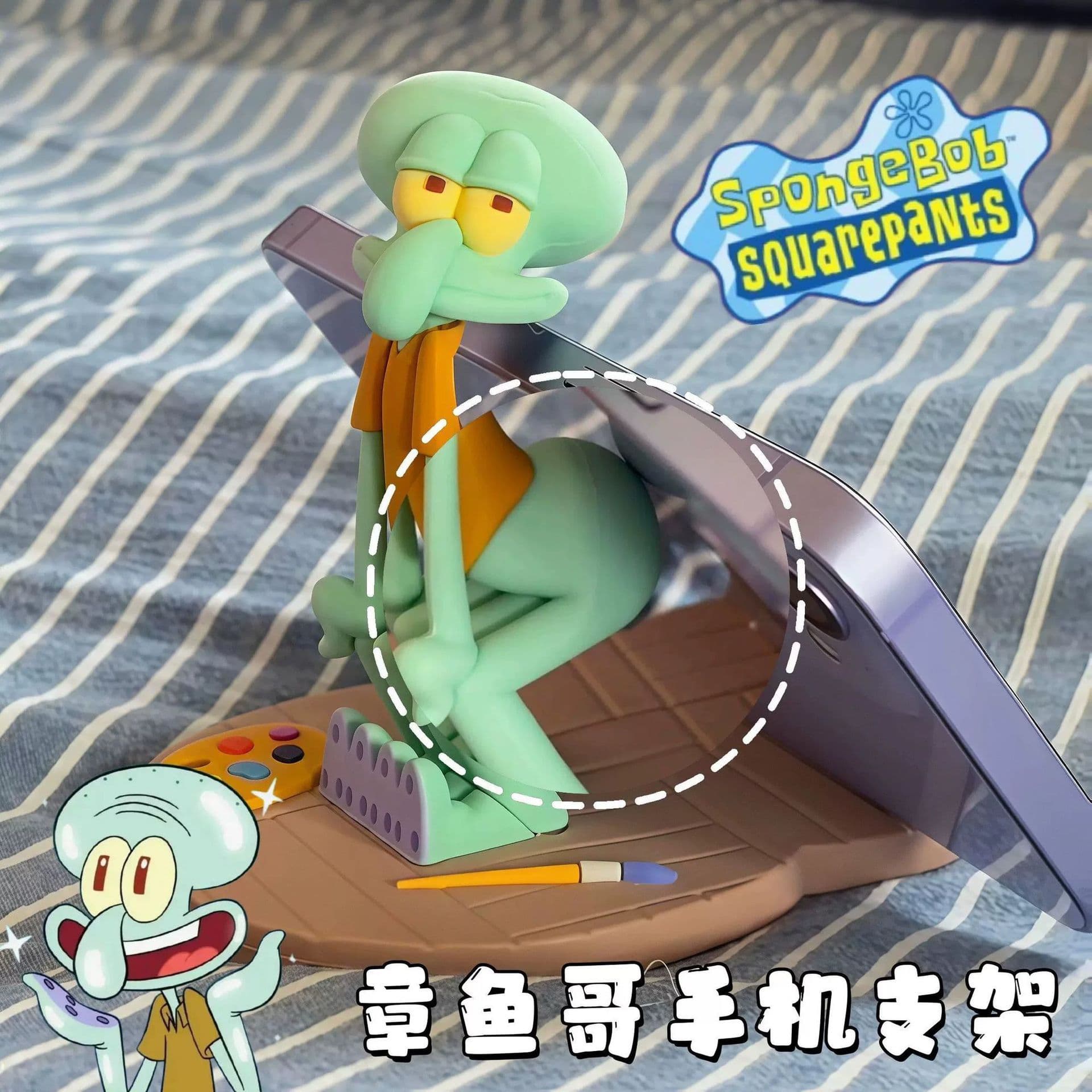 SpongeBob SquarePants Squidward Funny Mobile Phone Stand Stable Cartoon Creative Desktop Mobile Phone Stand Ornament