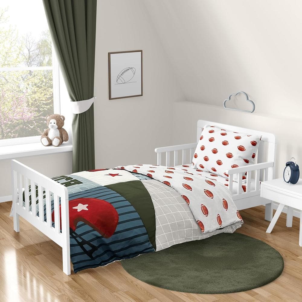 Sweet Jojo Design American Football MVP Boys Toddler Bedding Set for Kids 5pc Bed in One