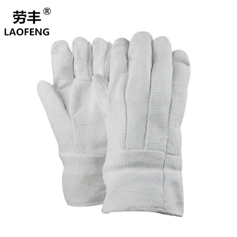 High-temperature resistant asbestos gloves, long five-finger type laboratory fireproof anti-scald flame-retardant labor protection gloves, two-finger style