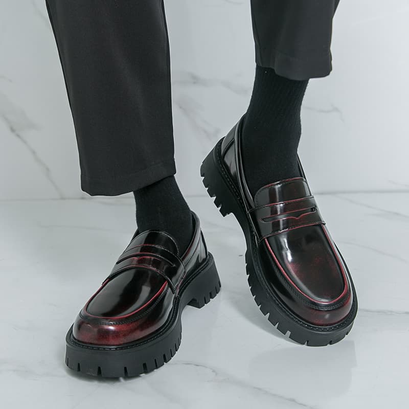 Cross-border Amazon Loafers Men Size 46 Export Large Size European American British Business Burnished Leather Shoes Trendy Loafers