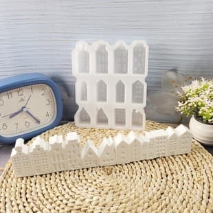 S0788 Twelve Small Houses Set Ornament Decorative Cement Plaster Mold DIY Silicone Mold