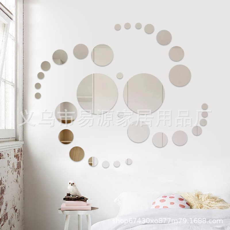 Old Style New Sale Mirror Wall Stickers 32 Round Circles Self-adhesive Factory Store Large Medium Small Three Sizes Available