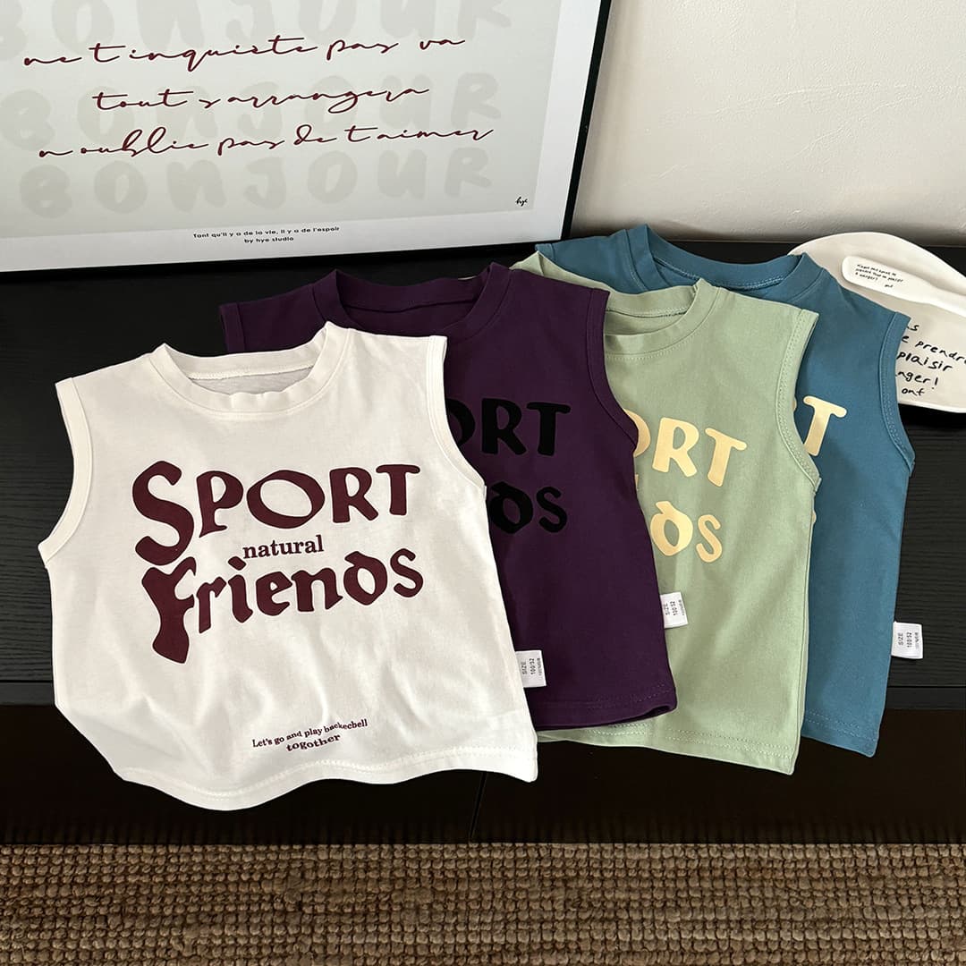 2025 Summer New Children's Vest Casual Stylish Boys and Girls Thin Sleeveless Top